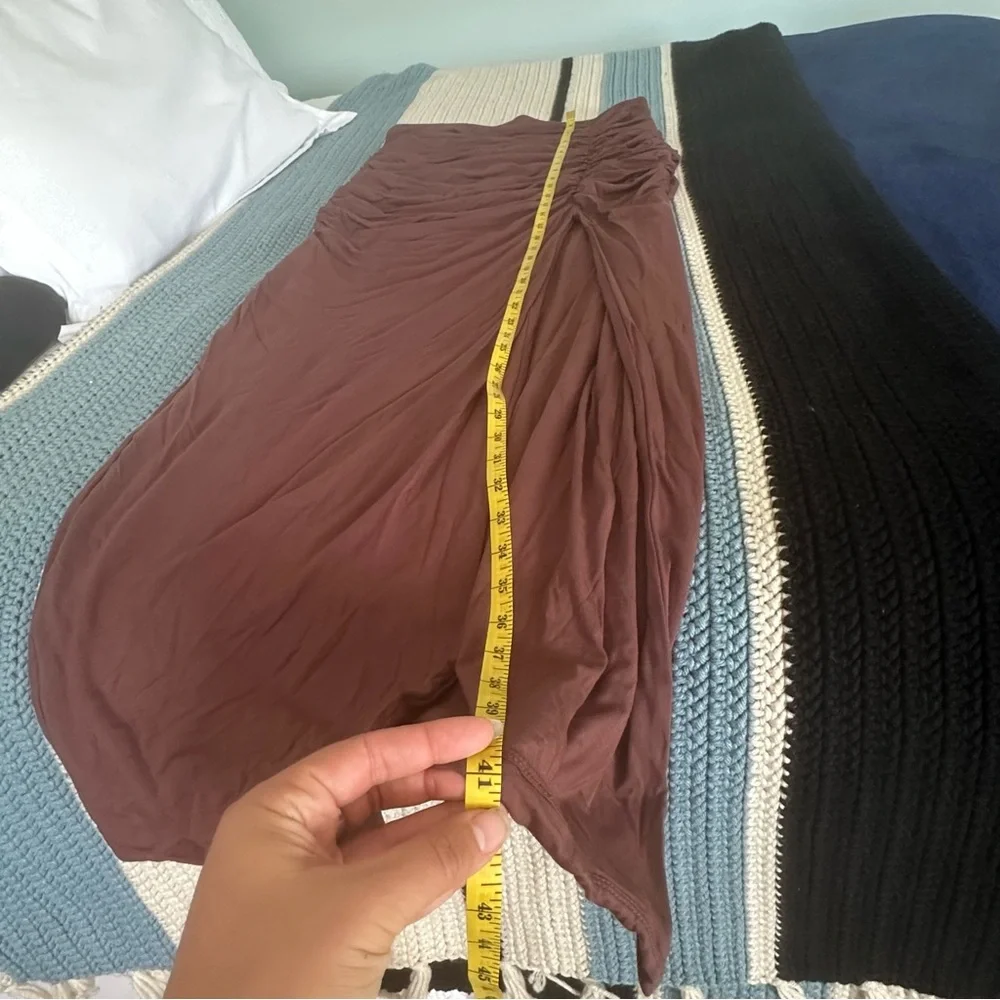 Ruched‎ Midi Skirt Brown Bodycon Slit Sexy Cocktail Party Club Wear